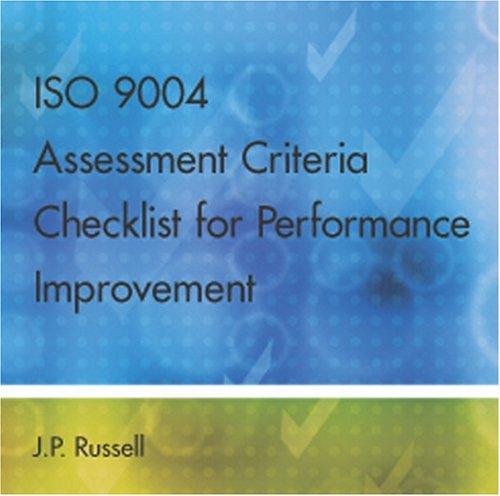 Cover for Iso 9004 Assessment Criteria Checklist for Performance Improvement