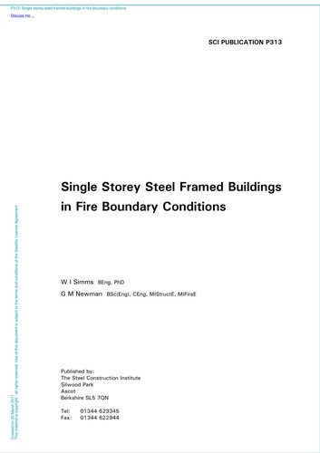 Cover for Single storey steel framed buildings in fire boundary conditions
