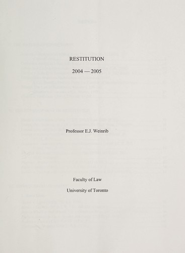 Cover for Restitution