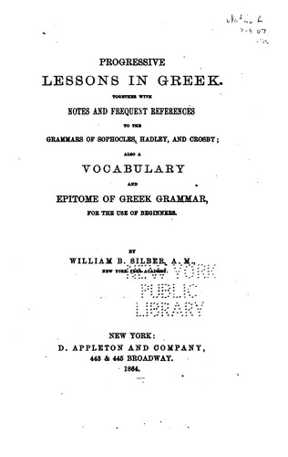 Cover for Progressive lessons in Greek.