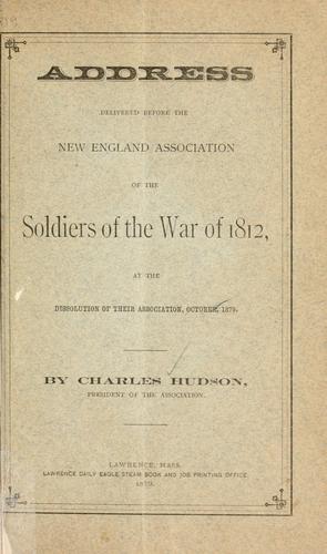 Cover for Address delivered before the New England association of the soldiers of the war of 1812
