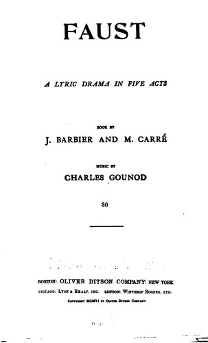 Cover for Faust: A Lyric Drama in Five Acts