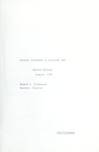 Cover for Current Problems in criminal law