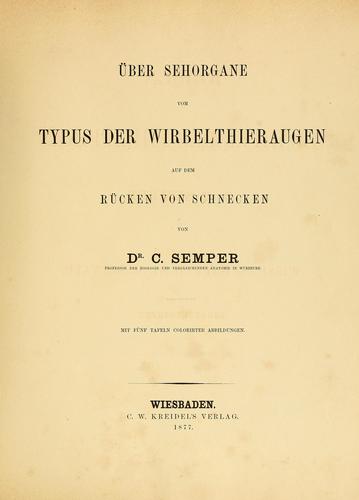 Cover for Über Sehorgane vom Typus der Wirbelthieraugen au dem Rücken von Schnecken