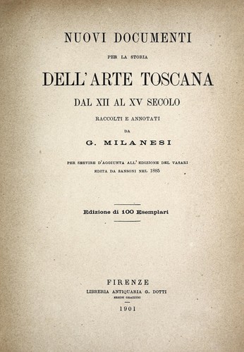 Cover for Nuovi documenti per la storia dell'arte toscana dal XII al XV secolo