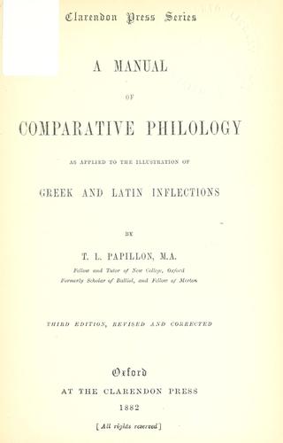 Cover for A manual of comparative philology