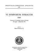 Cover for VI Symposium Syriacum 1992