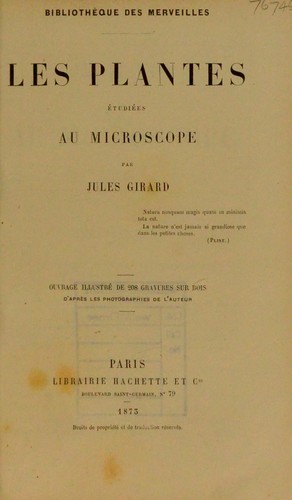 Cover for Les plantes étudiées au microscope