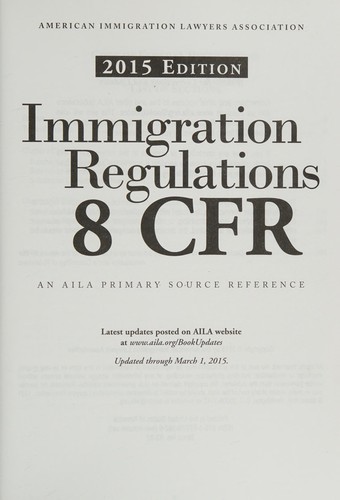 Cover for Immigration regulations ...