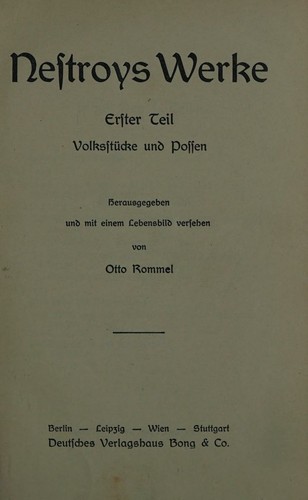 Cover for Nestroys Werke