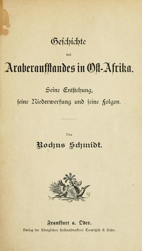Cover for Geschichte des Araberaufstandes in Ost-Afrika