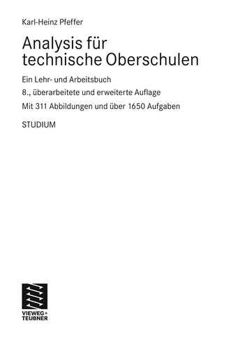 Cover for Analysis fu r technische Oberschulen