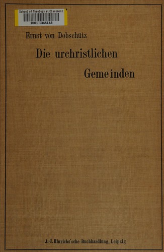 Cover for Die urchristlichen gemeinden