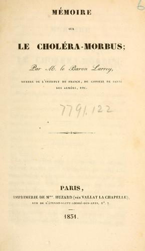 Cover for Mémoire sur le choléra-morbus