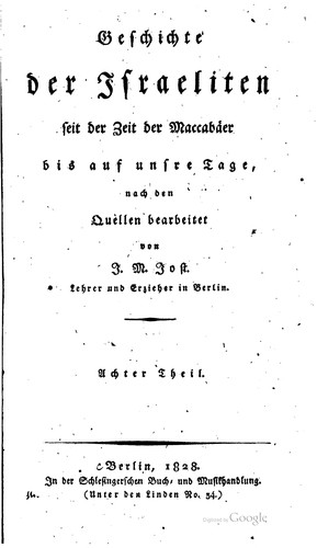Cover for Geschichte der Israeliten seit der zeit der Maccabaer bis auf unsre tage
