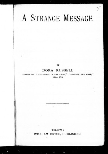 Cover for A strange message