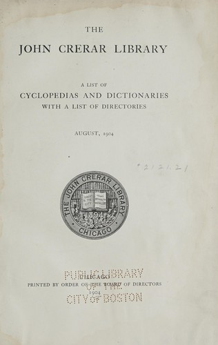 Cover for List of cyclopedias & dictionaries, with a list of directories