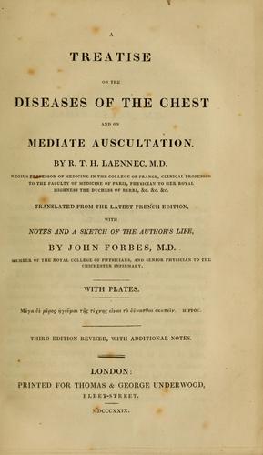 Cover for A treatise on the diseases of the chest and on mediate auscultation