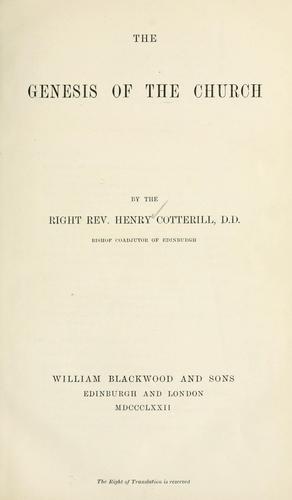 Cover for The genesis of the church