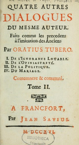 Cover for Quatre autres dialogues du mesme auteur