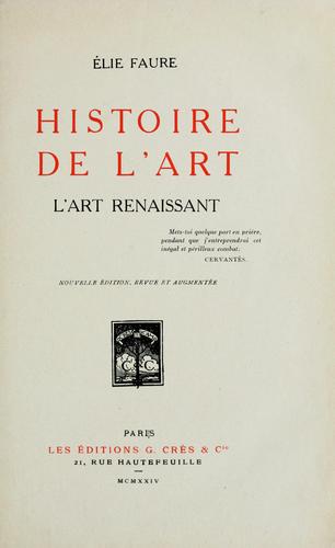 Cover for Histoire de l'art ...