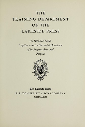 Cover for The training department of the Lakeside Press
