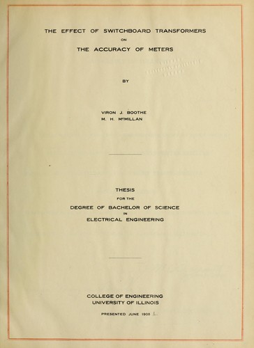 Cover for The effect of switchboard transformers on the accuracy of meters