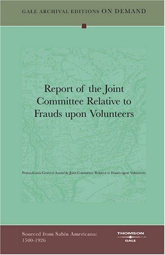 Cover for Report of the Joint Committee Relative to Frauds upon Volunteers