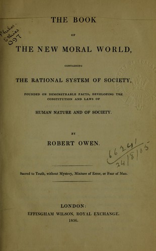 Cover for The book of the new moral world