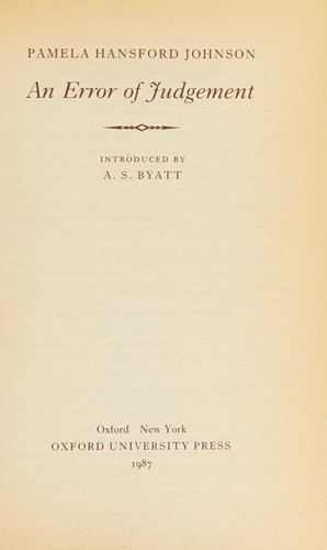 Cover for An Error of Judgement (Twentieth-Century Classics)