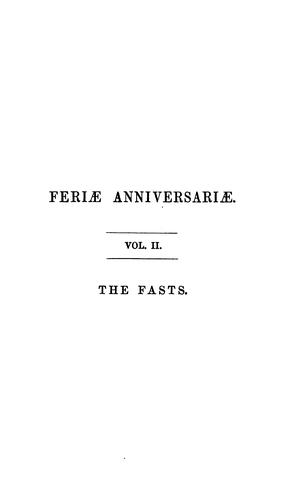 Cover for Feriae anniversariae: observance of the Church's holy-days no symptom of popery; shown from ...