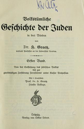 Cover for Volkstümliche Geschichte der Juden