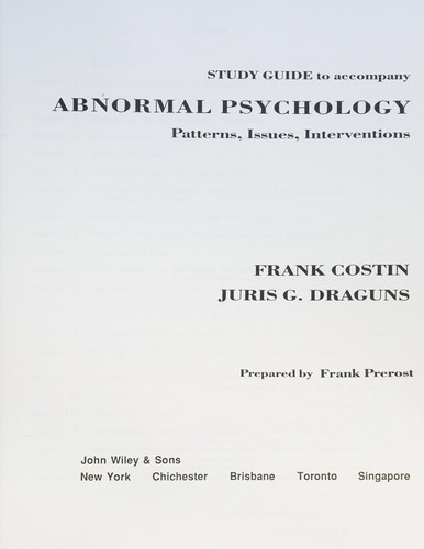 Cover for Study guide to accompany abnormal psychology