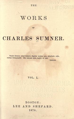 Cover for works of Charles Sumner.