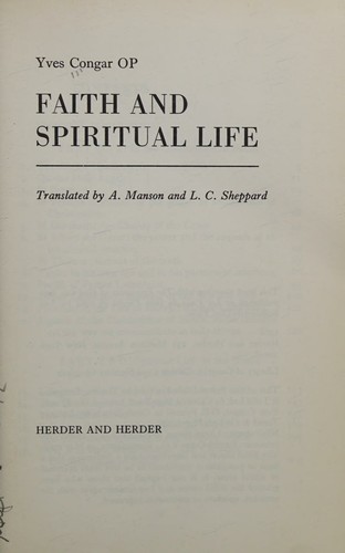 Cover for Faith and spiritual life