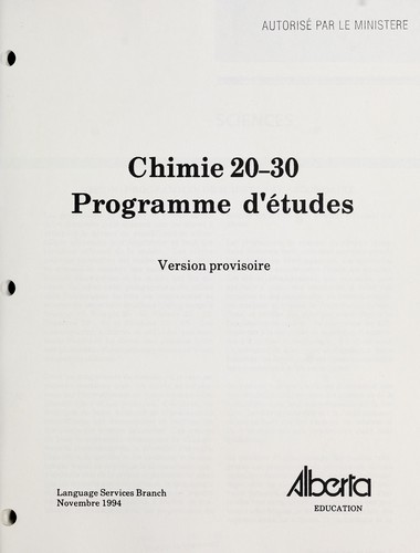 Cover for Chimie 20-30