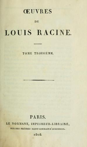 Cover for Oeuvres de Louis Racine