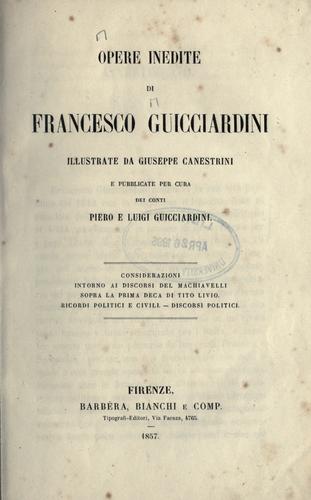 Cover for Opere inedite di Francesco Guicciardini