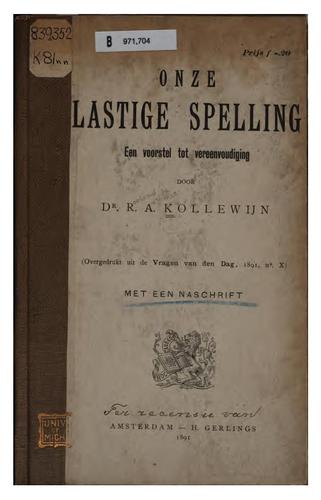 Cover for Onze lastige spelling: Een voorstel tot vereenvoudiging