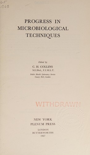 Cover for Progress in microbiological techniques