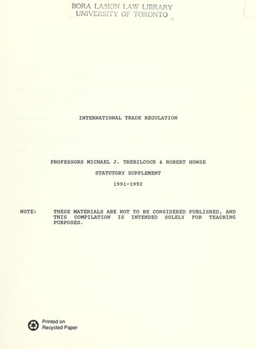 Cover for International trade regulation
