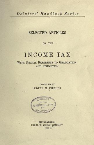 Cover for Selected articles on the income tax
