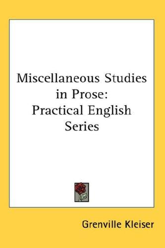 Cover for Miscellaneous Studies in Prose