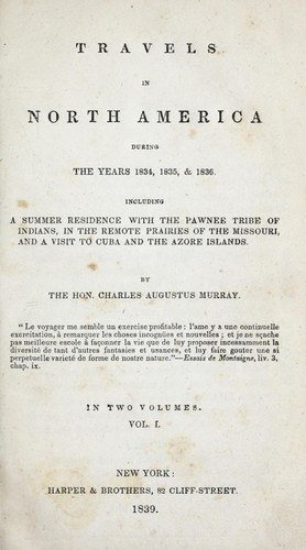Cover for Travels in North America during the years 1834, 1835 & 1836
