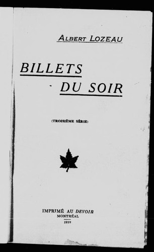 Cover for Billets du soir
