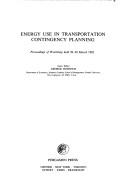 Cover for Energy use in transportation contingency planning