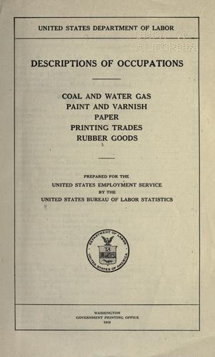 Cover for Descriptions of occupations