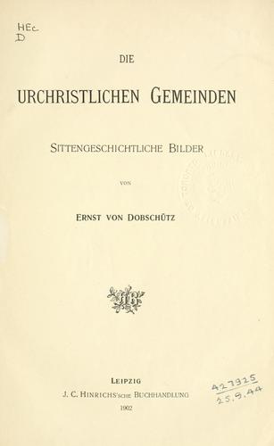Cover for urchristlichen gemeinden