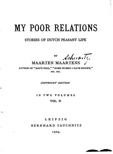 Cover for My Poor Relations: Stories of Dutch Peasant Life