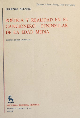 Cover for Poética y realidad en el cancionero peninsular de la Edad Media.